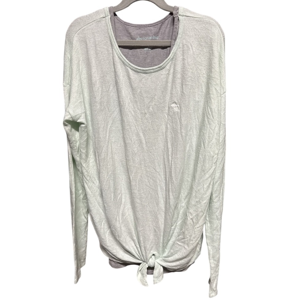 Y2K Abercrombie & Fitch Light Green Tie Front Top Girls 15/16 Soft Girl‎ Casual